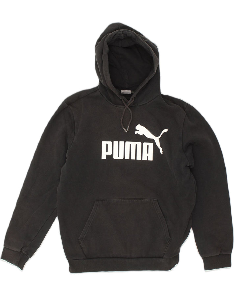 PUMA Mens Graphic Hoodie Jumper Medium Black Cotton | Vintage Puma | Thrift | Second-Hand Puma | Used Clothing | Messina Hembry 