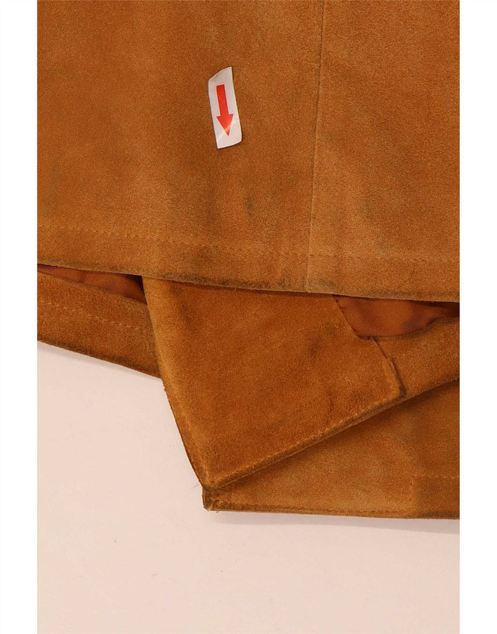 Vintage Womens Suede Overcoat IT 42 Medium Beige Leather
