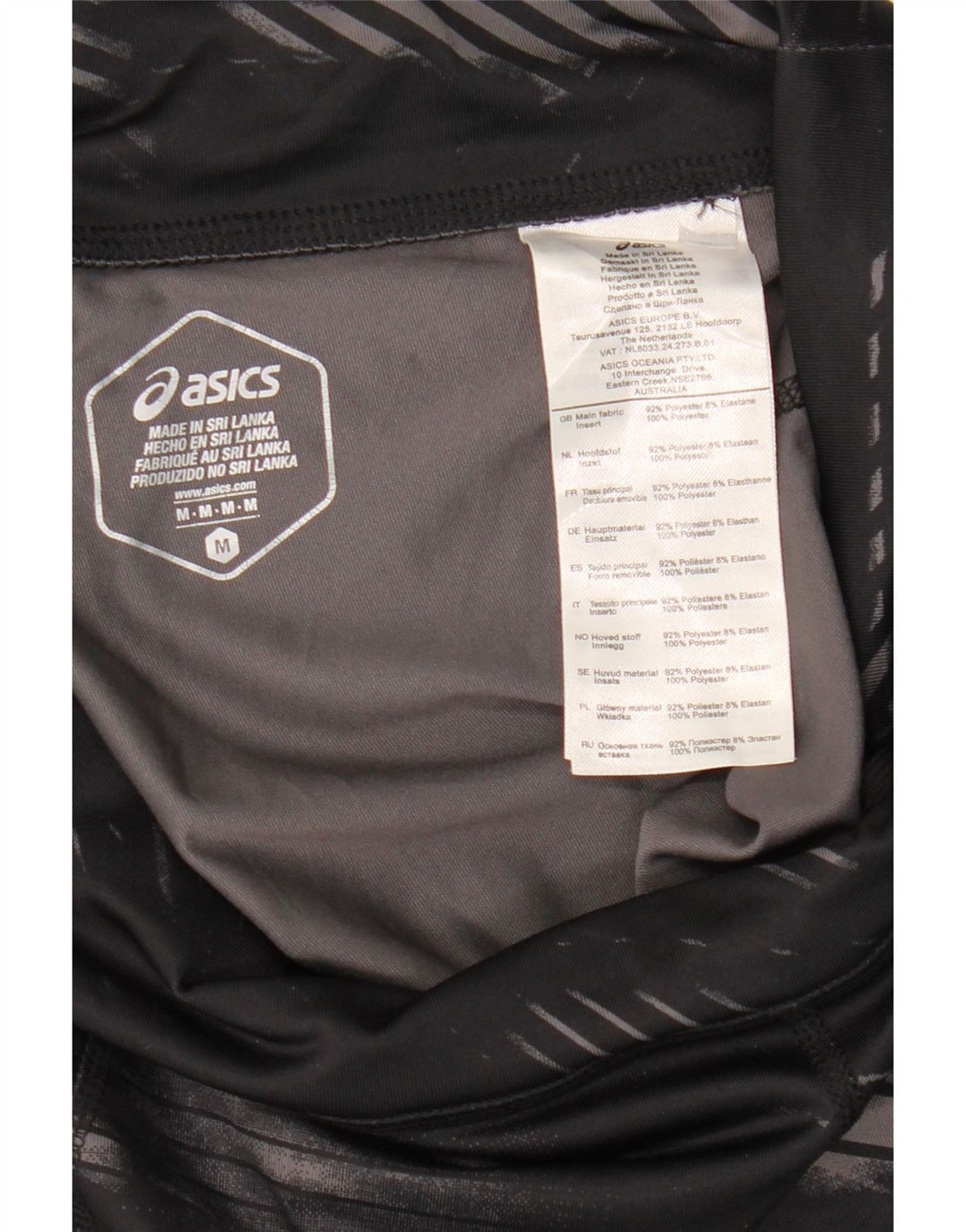 Asics Womens Leggings UK 12 Medium  Black Camouflage Polyester
