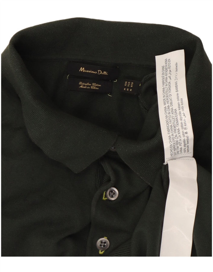 Massimo Dutti Mens Polo Shirt Medium Green Cotton