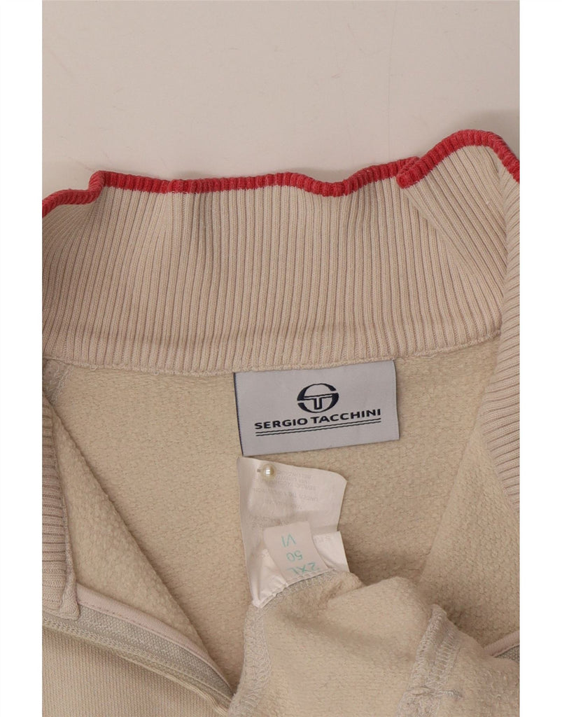 SERGIO TACCHINI Womens Tracksuit Top Jacket UK 20 2XL Beige Cotton Vintage Sergio Tacchini and Second-Hand Sergio Tacchini from Messina Hembry 