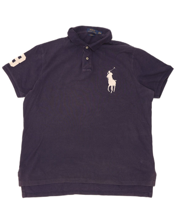 Polo Ralph Lauren Mens Graphic Custom Fit Polo Shirt XL Navy Blue Cotton
