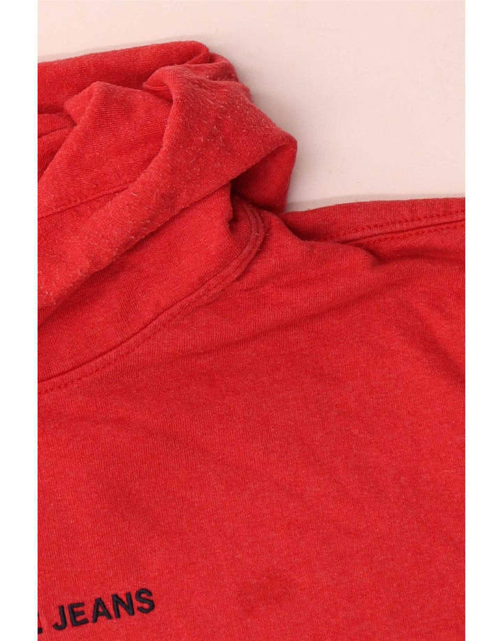 Tommy Hilfiger Mens Graphic Hoodie Jumper Medium Red Cotton