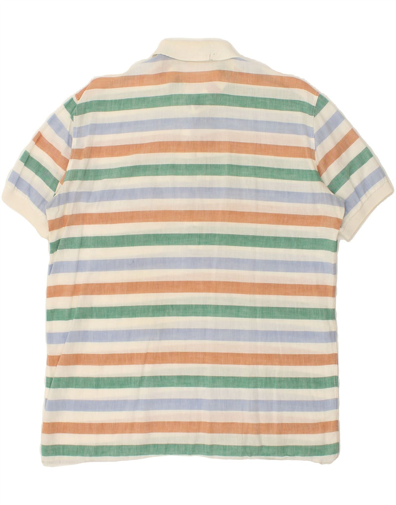 VINTAGE Mens Polo Shirt Medium Multicoloured Striped | Vintage Vintage | Thrift | Second-Hand Vintage | Used Clothing | Messina Hembry 