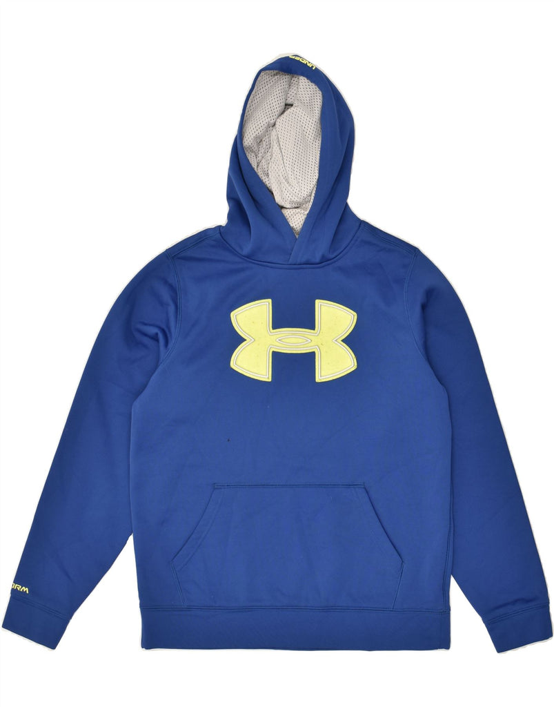 UNDER ARMOUR Boys Graphic Hoodie Jumper 11-12 Years Large Blue Polyester | Vintage Under Armour | Thrift | Second-Hand Under Armour | Used Clothing | Messina Hembry 