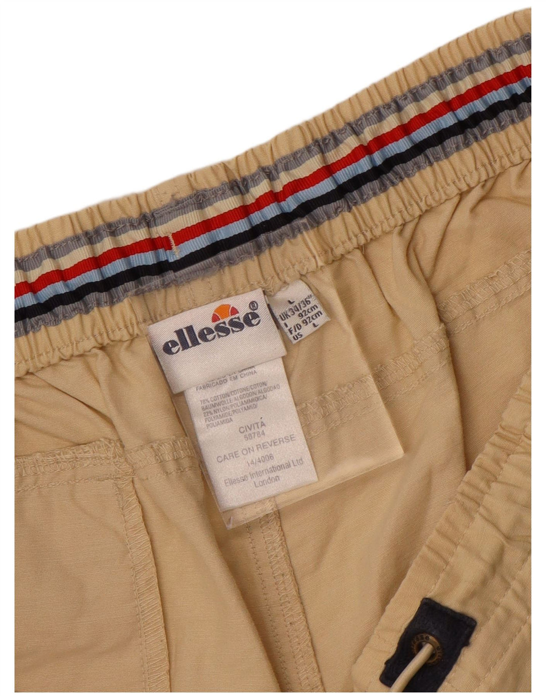 Ellesse Mens Sport Shorts Large  Beige Colourblock Cotton