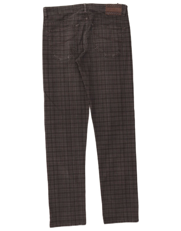 SIVIGLIA Womens Straight Casual Trousers W33 L33 Grey Check Cotton