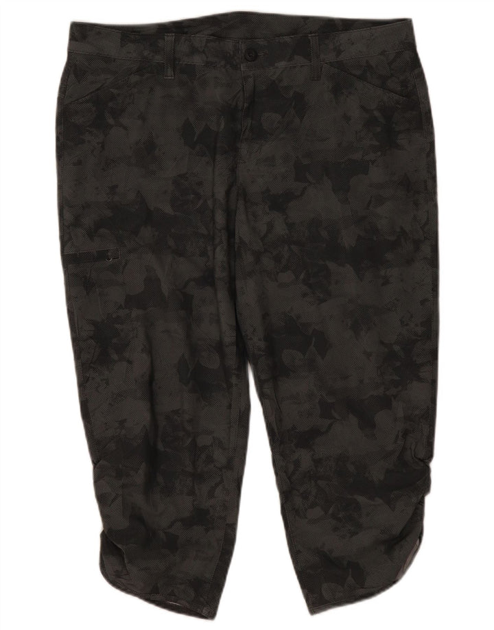 Eddie Bauer Womens Capri Cargo Trousers US 14 XL W38 L21 Grey Camouflage