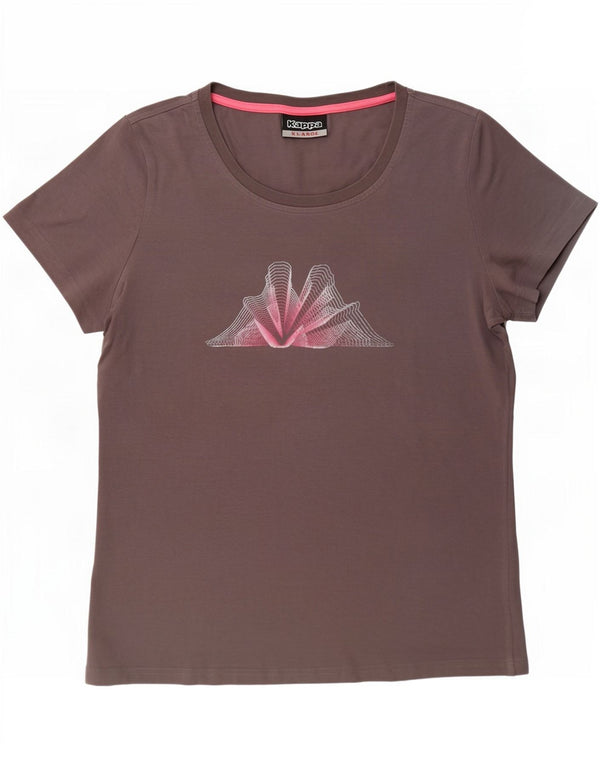 Kappa Womens Short Sleeve Regular Graphic T-Shirt Top UK 18 XL Grey Cotton