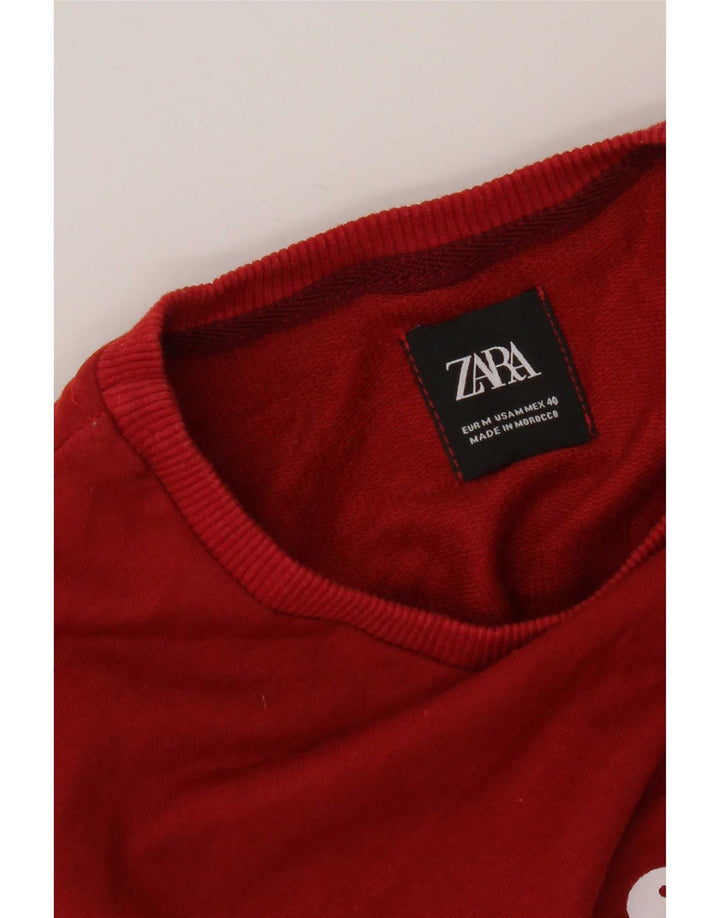 Zara Mens Graphic Sweatshirt Jumper Medium Red Cotton