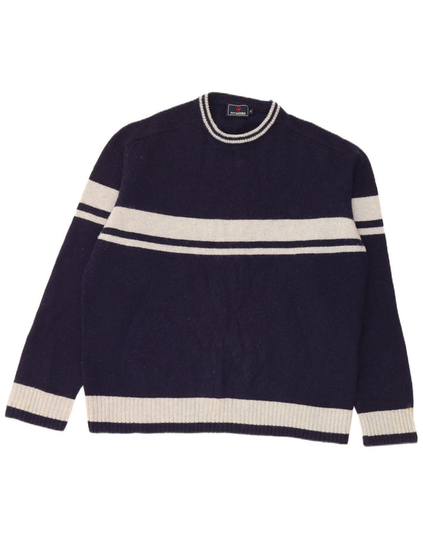 Ivy Oxford Mens Crew Neck Jumper Sweater XL Navy Blue Colourblock Wool