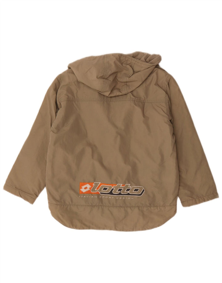 Lotto Boys Graphic Hooded Windbreaker Jacket 11-12 Years Medium Khaki