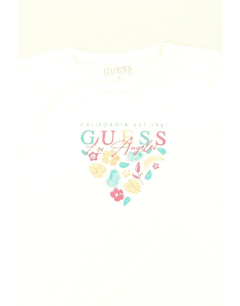 GUESS Girls Graphic T-Shirt Top 9-10 Years White | Vintage Guess | Thrift | Second-Hand Guess | Used Clothing | Messina Hembry 