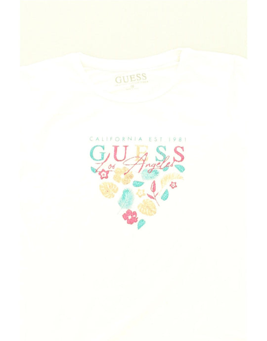 GUESS Girls Graphic T Shirt Top 9 10 Years White Vintage Second Hand Clothing Online Messina Hembry