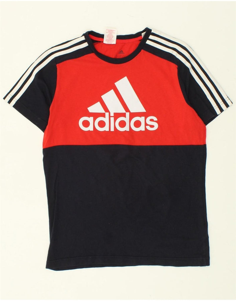 ADIDAS Boys Graphic T-Shirt Top 13-14 Years Black Colourblock Cotton Vintage Adidas and Second-Hand Adidas from Messina Hembry 