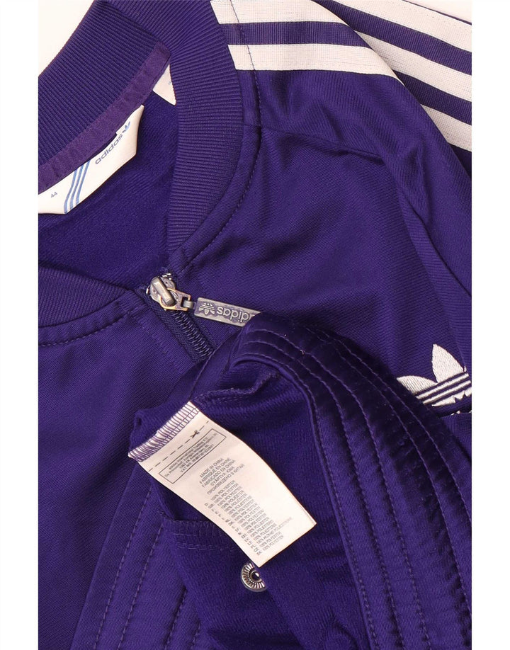 Adidas Womens Crop Tracksuit Top Jacket IT 44 Medium Purple Polyester