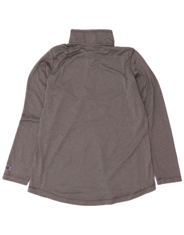 Champion Womens Graphic Top Long Sleeve UK 14 Large Grey Flecked Sports