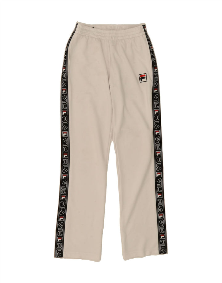 FILA Womens Graphic Tracksuit Trousers UK 10 Small  White Colourblock Vintage Fila and Second-Hand Fila from Messina Hembry 