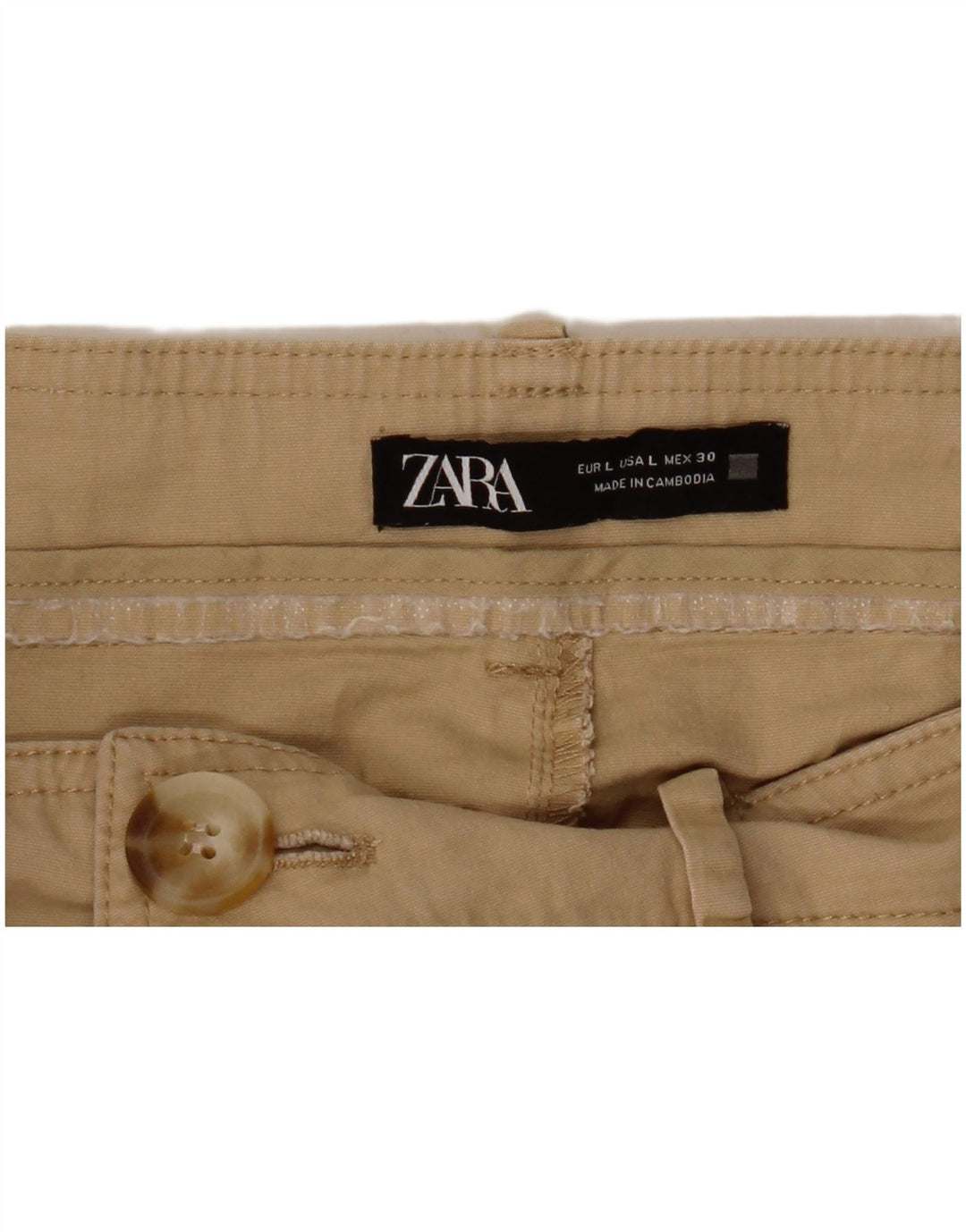 ZARA Womens High Waist Tapered Cropped Trousers Large W30 L24 Beige