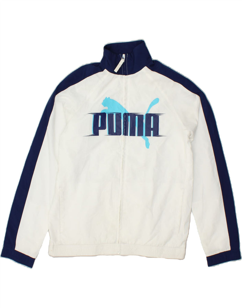 PUMA Boys Graphic Tracksuit Top Jacket 13-14 Years XL White Colourblock | Vintage Puma | Thrift | Second-Hand Puma | Used Clothing | Messina Hembry 