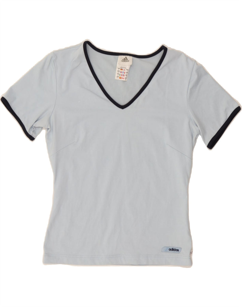 ADIDAS Womens T-Shirt Top UK 14 Medium Blue Elastane Vintage Adidas and Second-Hand Adidas from Messina Hembry 
