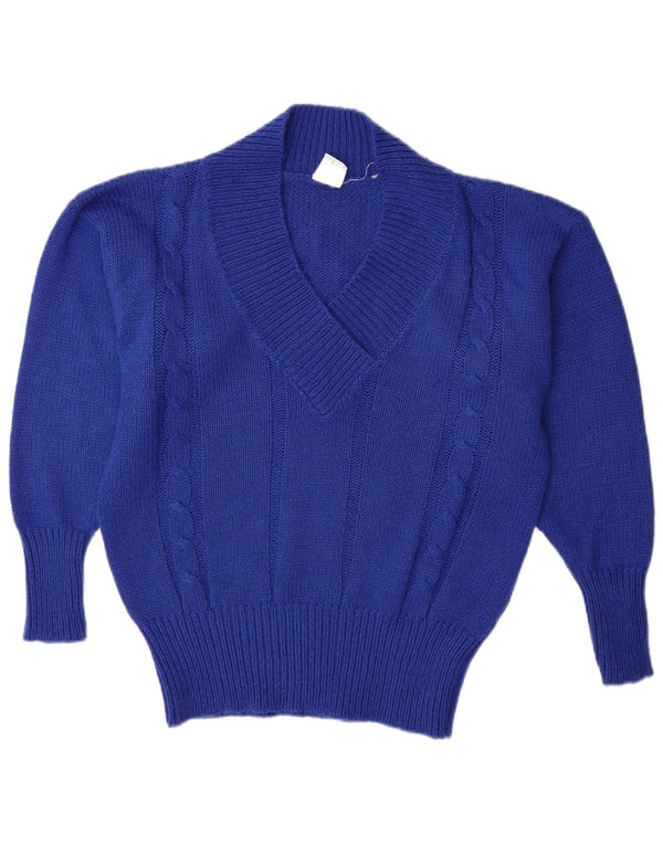 C & A Womens V-Neck Jumper Sweater EU 40/42 Medium Blue Acrylic