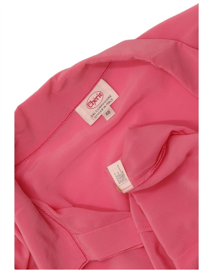 cherie Womens Shirt Blouse IT 48 XL Pink Silk