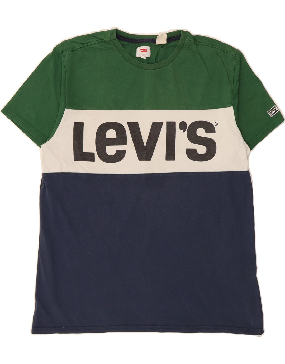 LEVI'S Mens Graphic T-Shirt Top Medium Multicoloured Colourblock Cotton Vintage Levi's and Second-Hand Levi's from Messina Hembry 