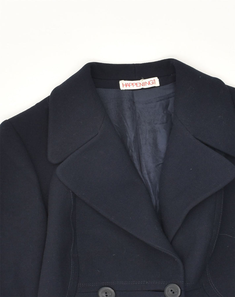 HAPPENING Womens Double Breasted Overcoat IT 50 XL Navy Blue | Vintage Happening | Thrift | Second-Hand Happening | Used Clothing | Messina Hembry 