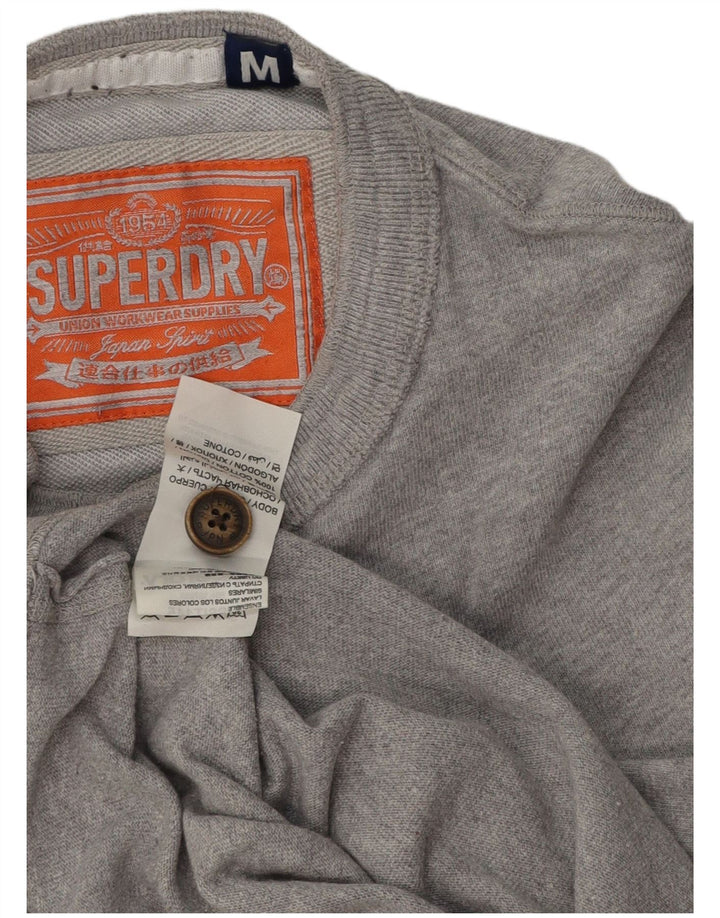 Superdry Mens Top Long Sleeve Medium Grey Cotton