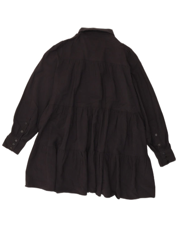 Zara Womens Oversized Tiered Dress UK 10 Small Black Viscose