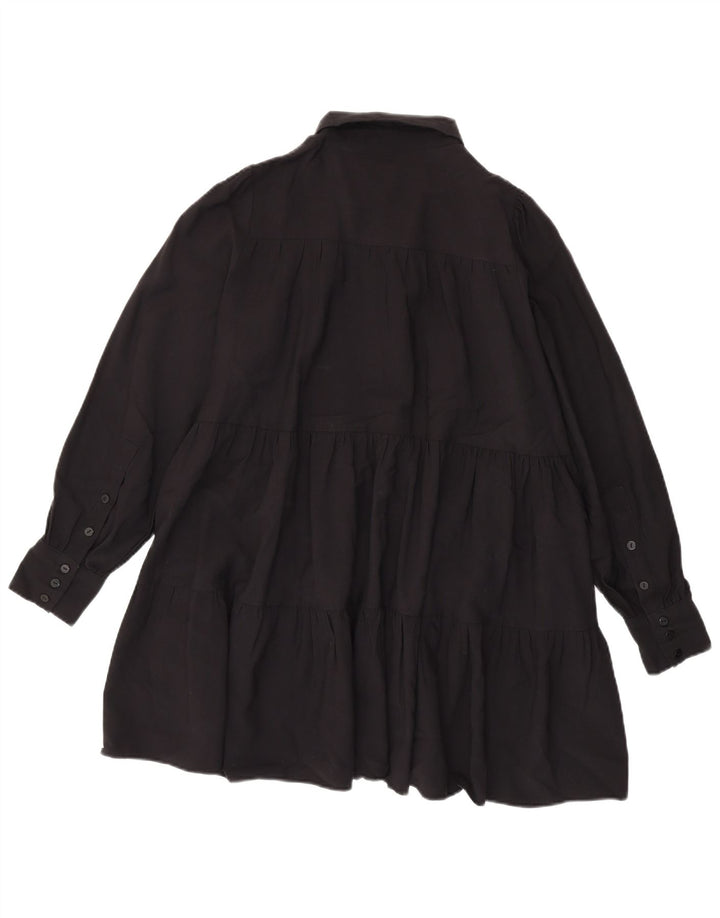 Zara Womens Oversized Tiered Dress UK 10 Small Black Viscose
