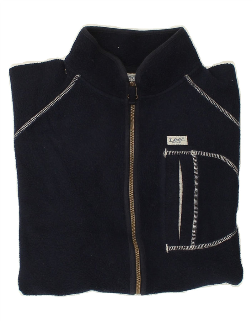 LEE Mens Fleece Jacket UK 38 Medium Navy Blue Polyester | Vintage Lee | Thrift | Second-Hand Lee | Used Clothing | Messina Hembry 