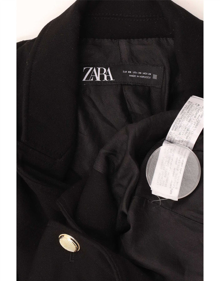 Zara Womens 2 Button Blazer Jacket UK 6 XS Black Polyester