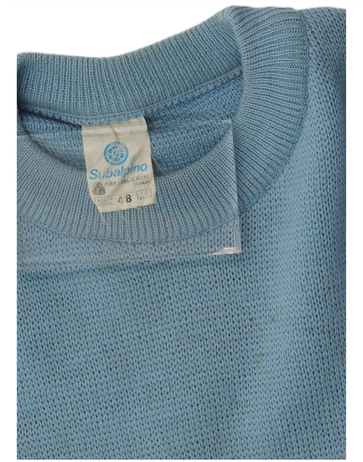 Vintage Mens Crew Neck Jumper Sweater IT 48 Small Blue Colourblock