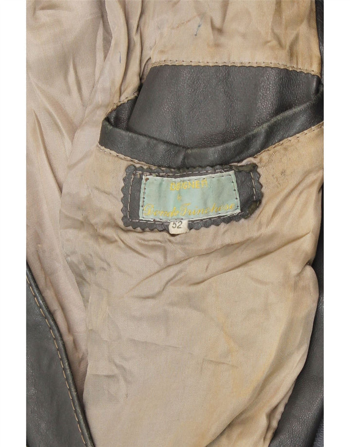 Vintage Mens Leather Jacket IT 52 XL Grey Leather