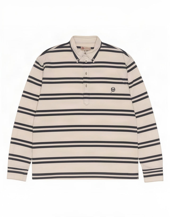 Sergio Tacchini Mens Pullover Shirt Large White Striped