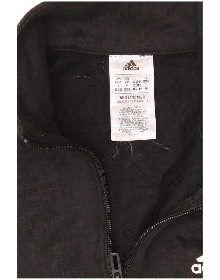 Adidas Womens Crop Graphic Crop Sweatshirt Jumper UK 4/6 XS Black Polyester