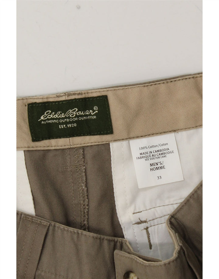 EDDIE BAUER Mens Cargo Shorts W33 Medium Khaki Cotton
