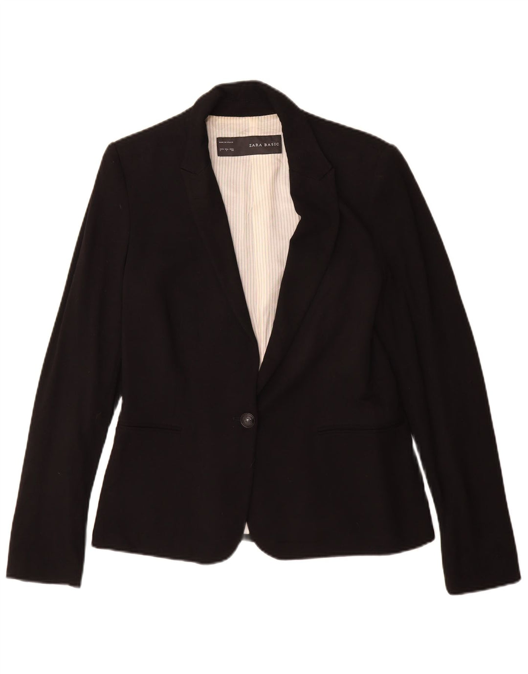 Zara Womens 1 Button Blazer Jacket UK 16 Large Black Viscose