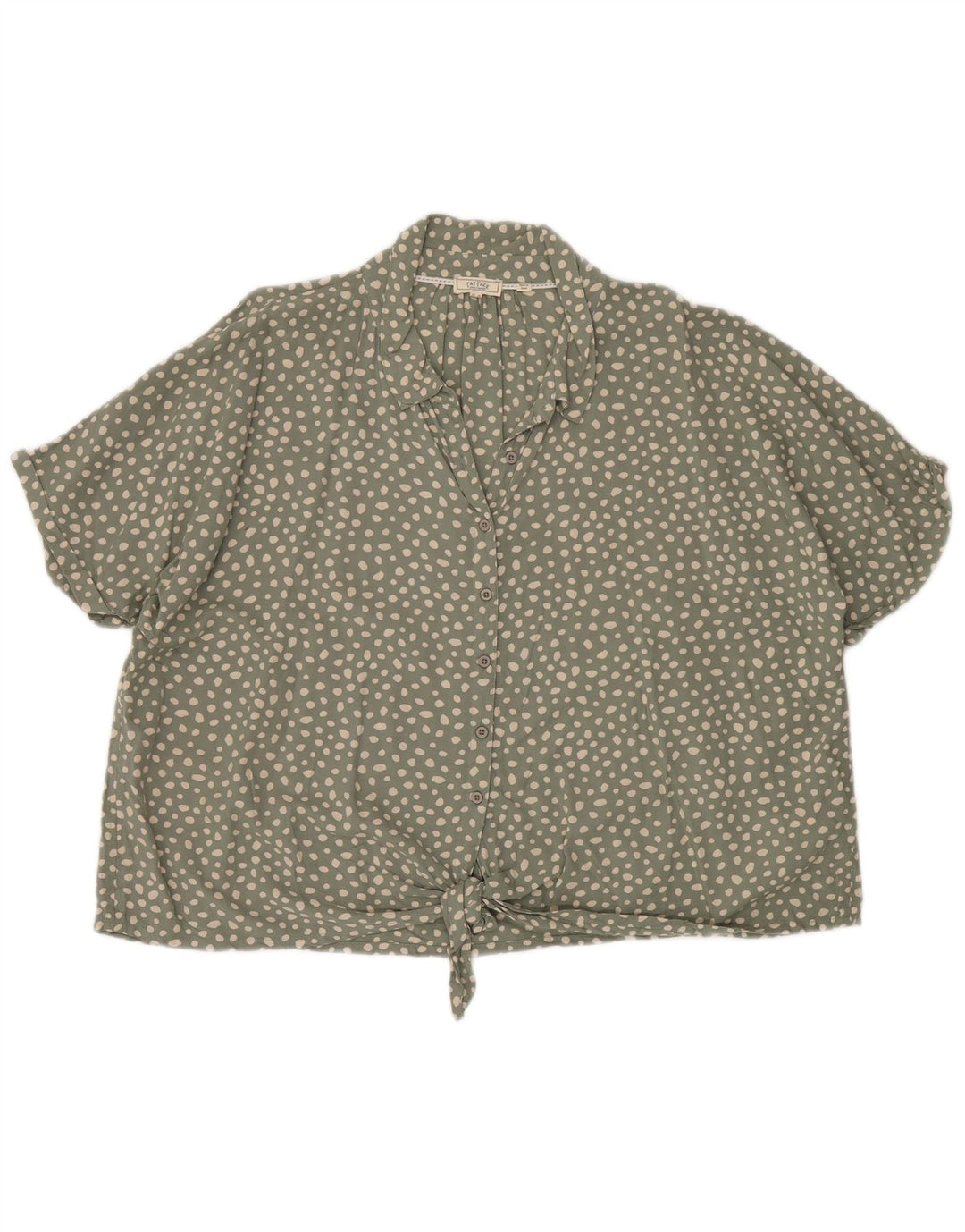 FAT FACE Womens Front Tie Shirt Blouse UK 20 2XL Green Spotted