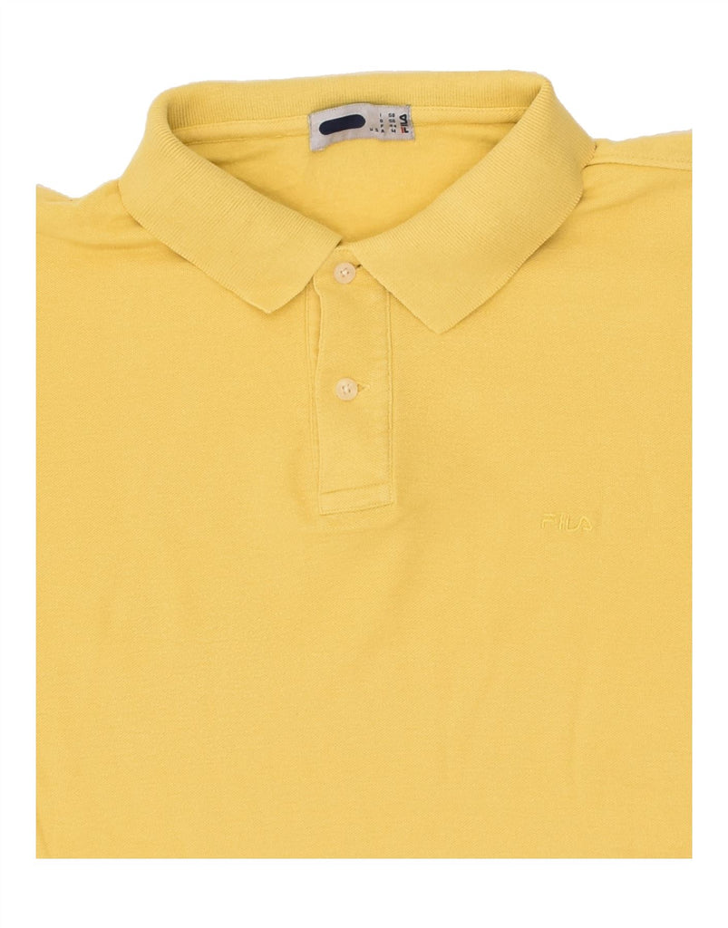 FILA Mens Polo Shirt Medium Yellow Cotton | Vintage Fila | Thrift | Second-Hand Fila | Used Clothing | Messina Hembry 