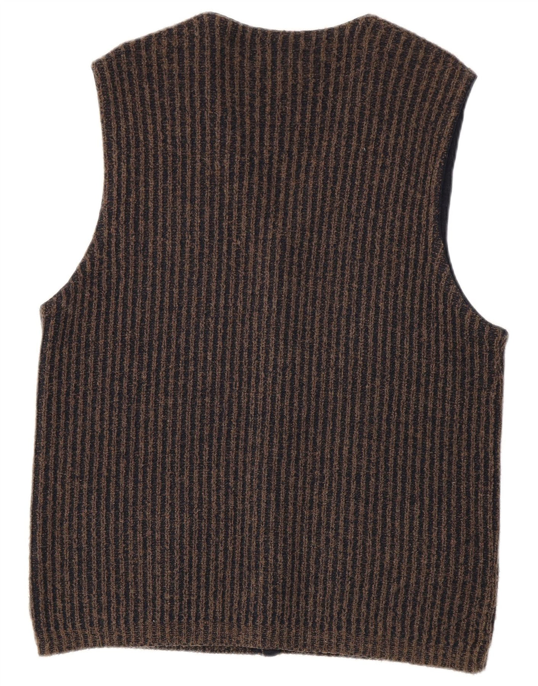 Commander Mens Sleeveless Cardigan Sweater IT 50 Medium Grey Striped Wool