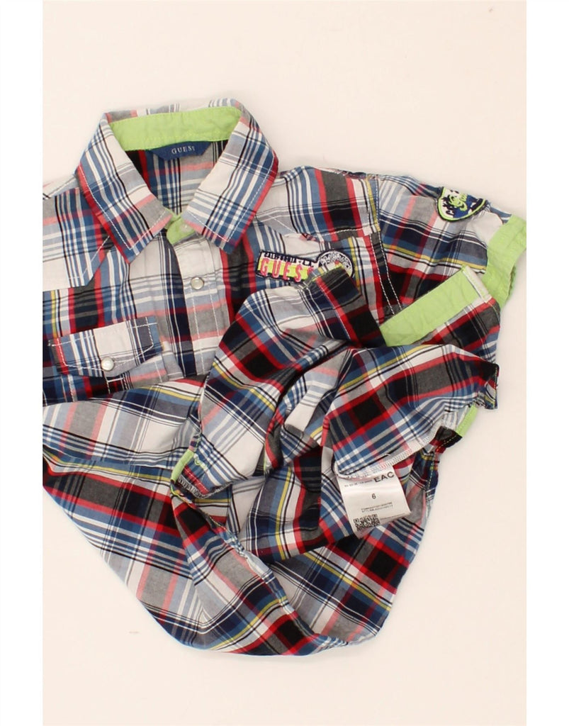 GUESS Boys Short Sleeve Shirt 5-6 Years Blue Check Cotton Vintage Guess and Second-Hand Guess from Messina Hembry 