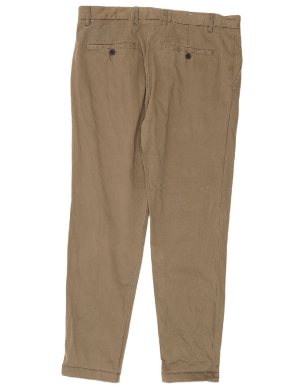 Zara Mens Slim Chino Trousers EU 44 Large W34 L30 Beige Cotton