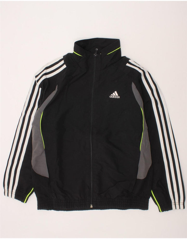 ADIDAS Boys Graphic Tracksuit Top Jacket 9-10 Years Black Polyester Vintage Adidas and Second-Hand Adidas from Messina Hembry 