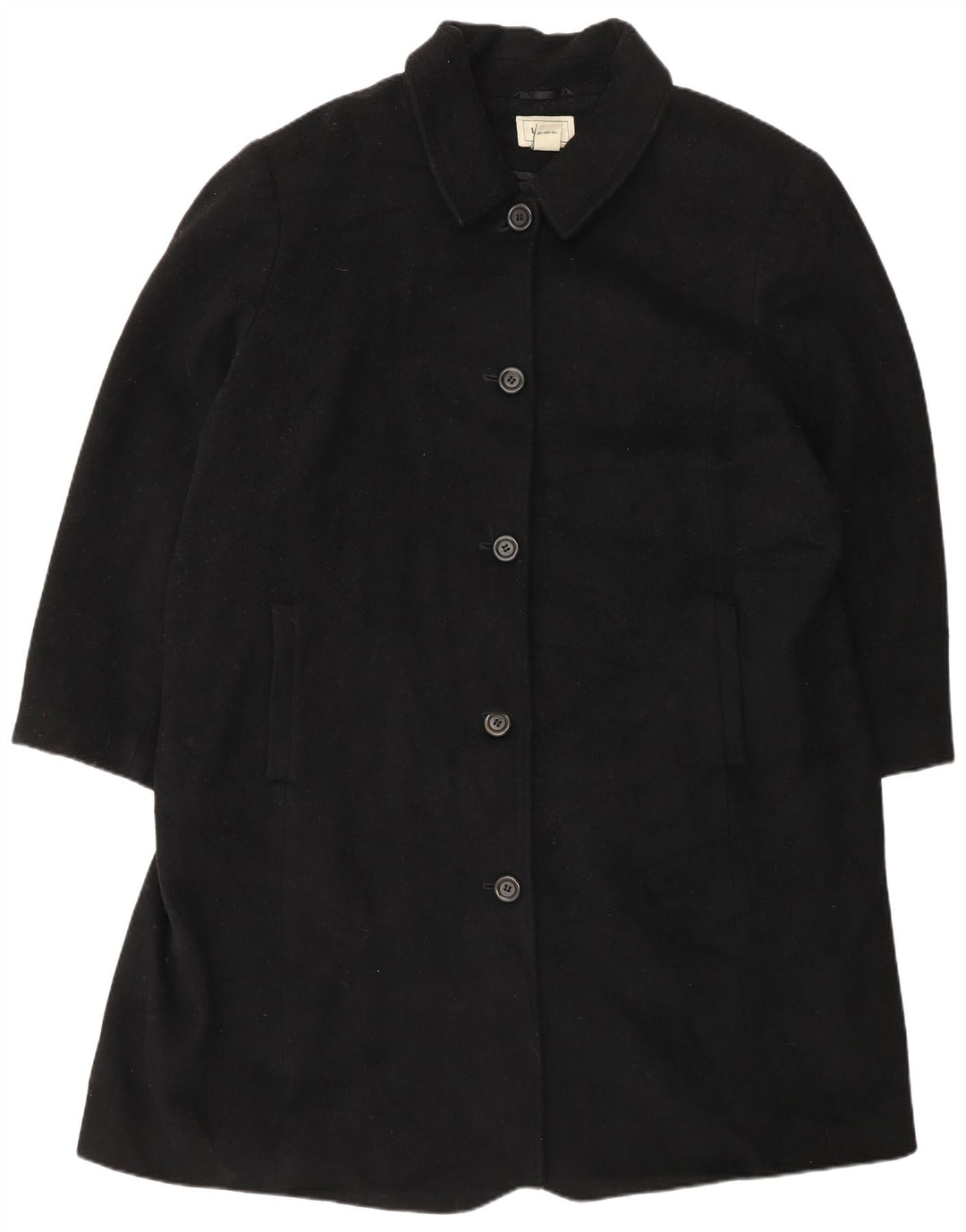 L.L.Bean Womens Overcoat UK 20 2XL Black Wool