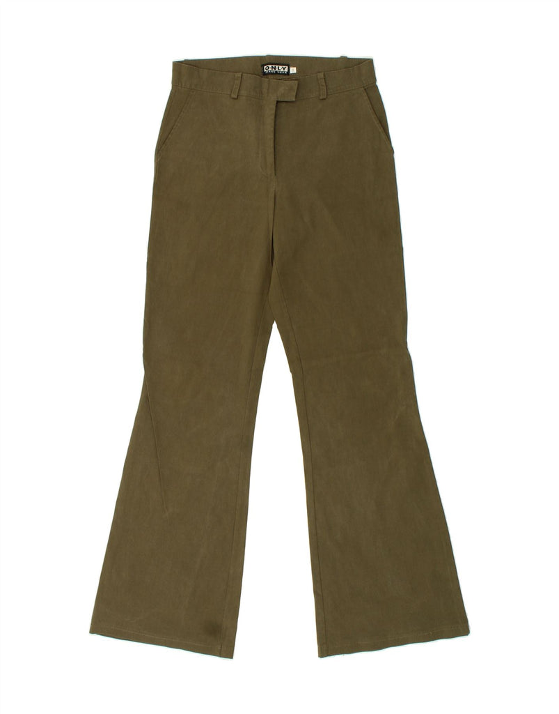 ONLY Womens Flare Chino Trousers EU 38 Medium W28 L31 Khaki Viscose Vintage Only and Second-Hand Only from Messina Hembry 