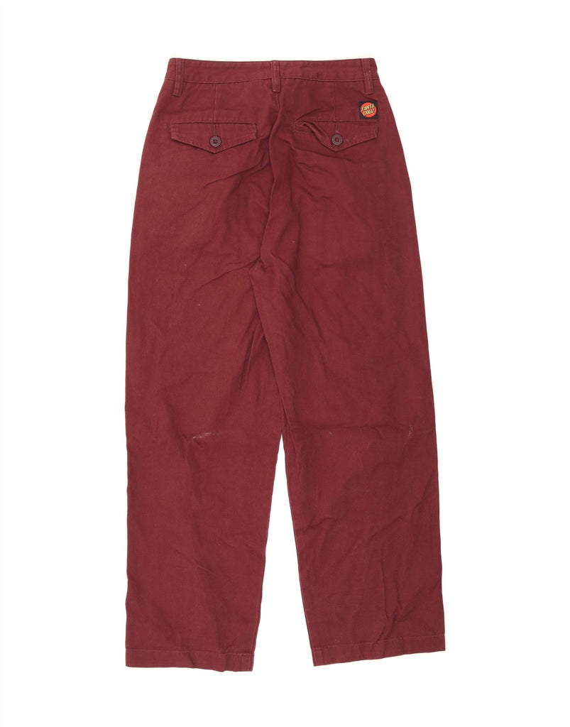 SANTA CRUZ Womens Straight Chino Trousers EU 34 XS W26 L26 Maroon Cotton Vintage Santa Cruz and Second-Hand Santa Cruz from Messina Hembry 