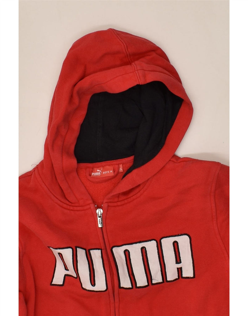 PUMA Boys Graphic Zip Hoodie Sweater 11-12 Years Medium Red Cotton | Vintage Puma | Thrift | Second-Hand Puma | Used Clothing | Messina Hembry 